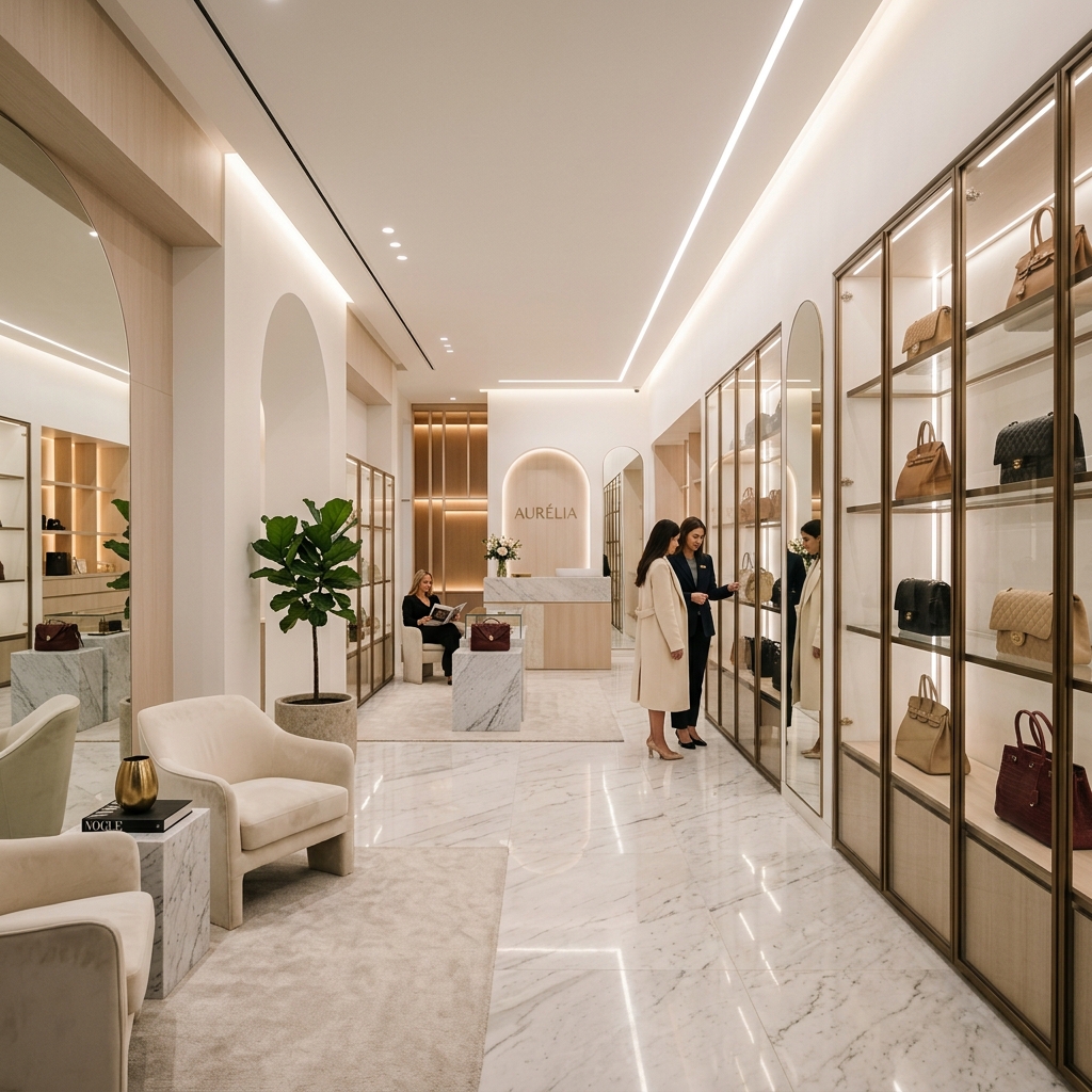 Luxury Bag Boutique Showroom Interior
